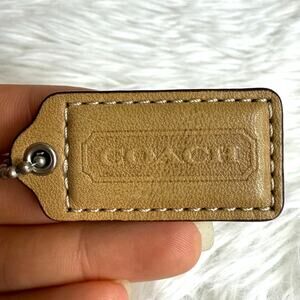 1.5" COACH Tan Black Fob Bag Charm Hang tag Hangtag